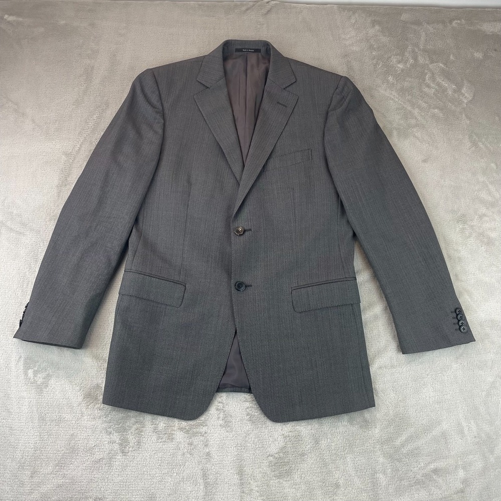 Z Zegna Ermenegildo Zegna‎ Sport Coat Blazer 40R Gray Wool Herringbone Designer